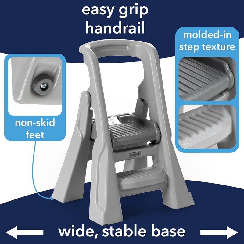 SIMPLAY3 Toddler Tower, Montessori Folding Kids Step Stool for Kitchen, Bathroom, 34� x 21.5"" x 20�, Ages 18 Months to 4 Years, Gray - Image 3